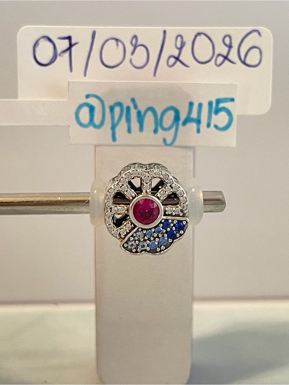 Pandora Blue & Pink Fan Charm